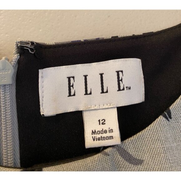 Elle Dress Sleeveless Gray Black Floral Print With Belt Size 12 - Picture 4 of 8